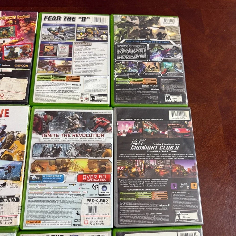 Xbox & Xbox‎ 360 Game Lot 9 Halo 2 Street Fighter Madden Assassin's Creed Mix